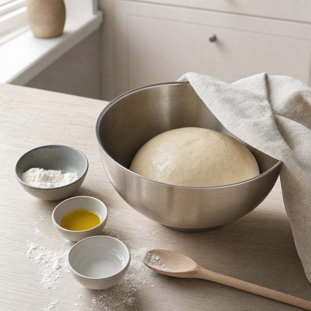 Blød dej æltes og hviler til Aloo Paratha i min airfryer opskrift