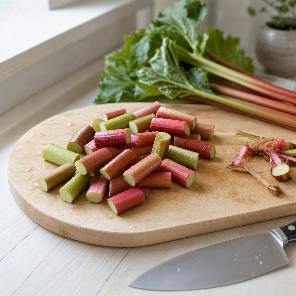 Friske rabarber skåret i mindre stykker klar til bagte rabarber i min airfryer
