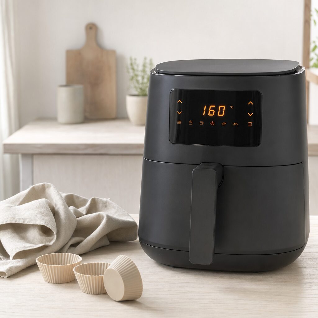 Airfryer forvarmes til 160 grader klar til brownie issandwich i min airfryer