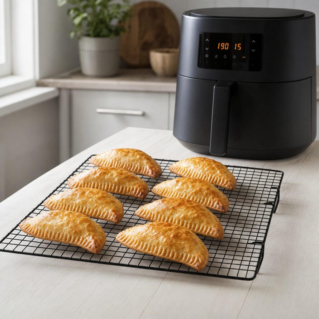 Empanadas hviler på rist efter bagning i min airfryer