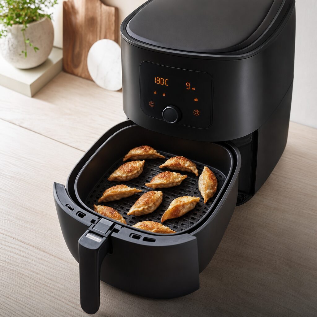 Gyoza tilberedes gyldne og sprøde i min airfryer