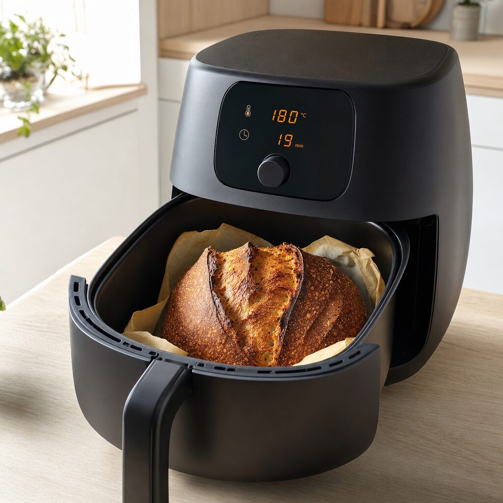 Pane pugliese bages færdigt ved 180 grader til mørk gylden sprød skorpe i min airfryer