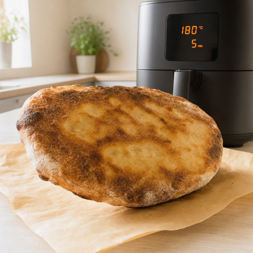 Pane pugliese tjekkes på bunden om brødet lyder hult og er færdigbagt i min airfryer