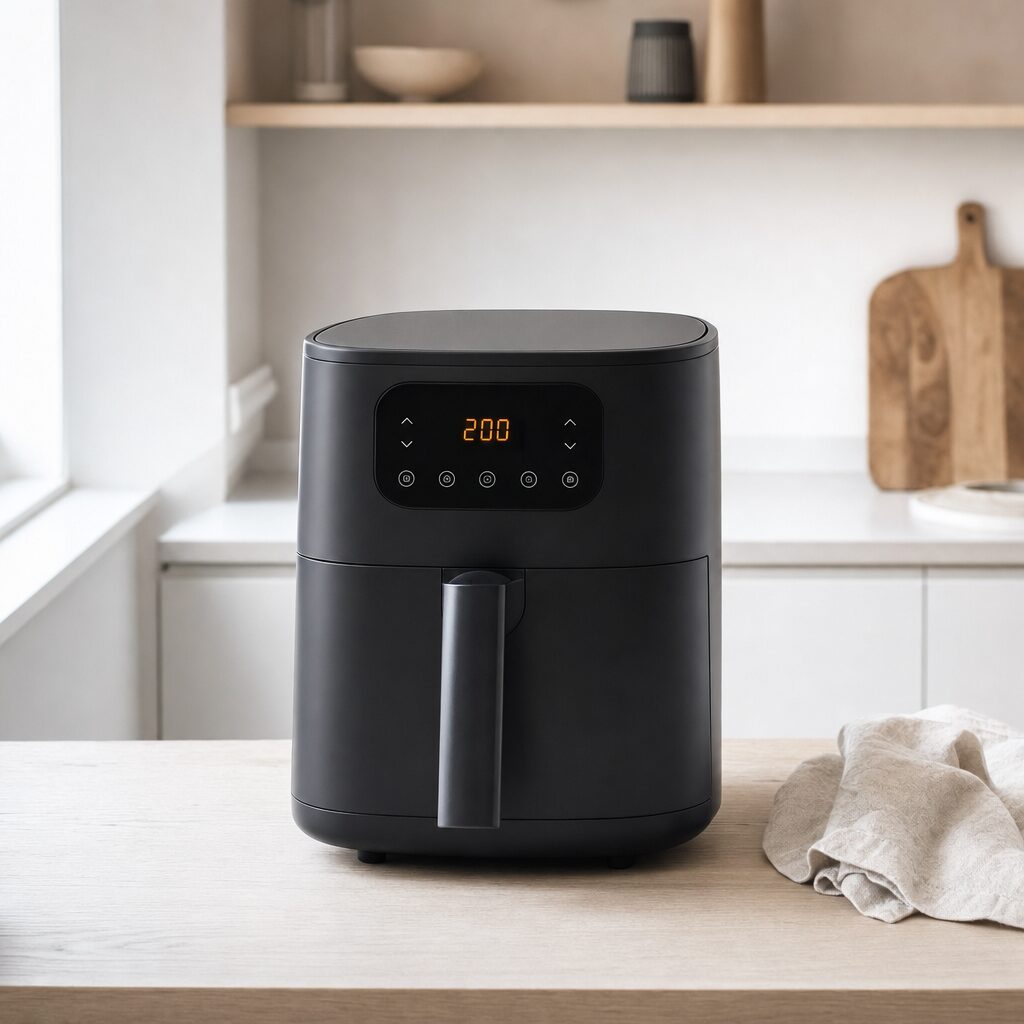Airfryer forvarmes til 200 grader klar til tofu i min airfryer