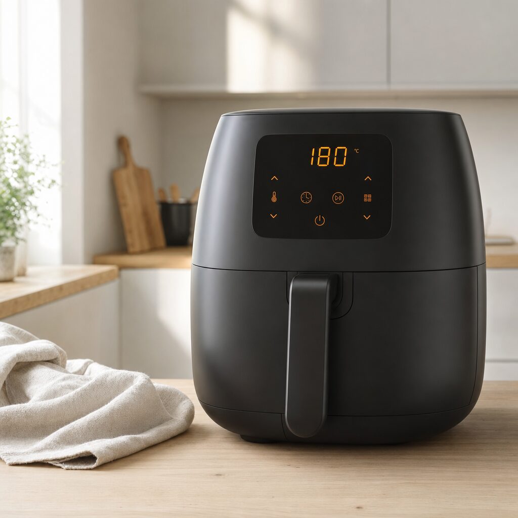 Airfryer forvarmes til 180 grader til baked beans i min airfryer opskrift
