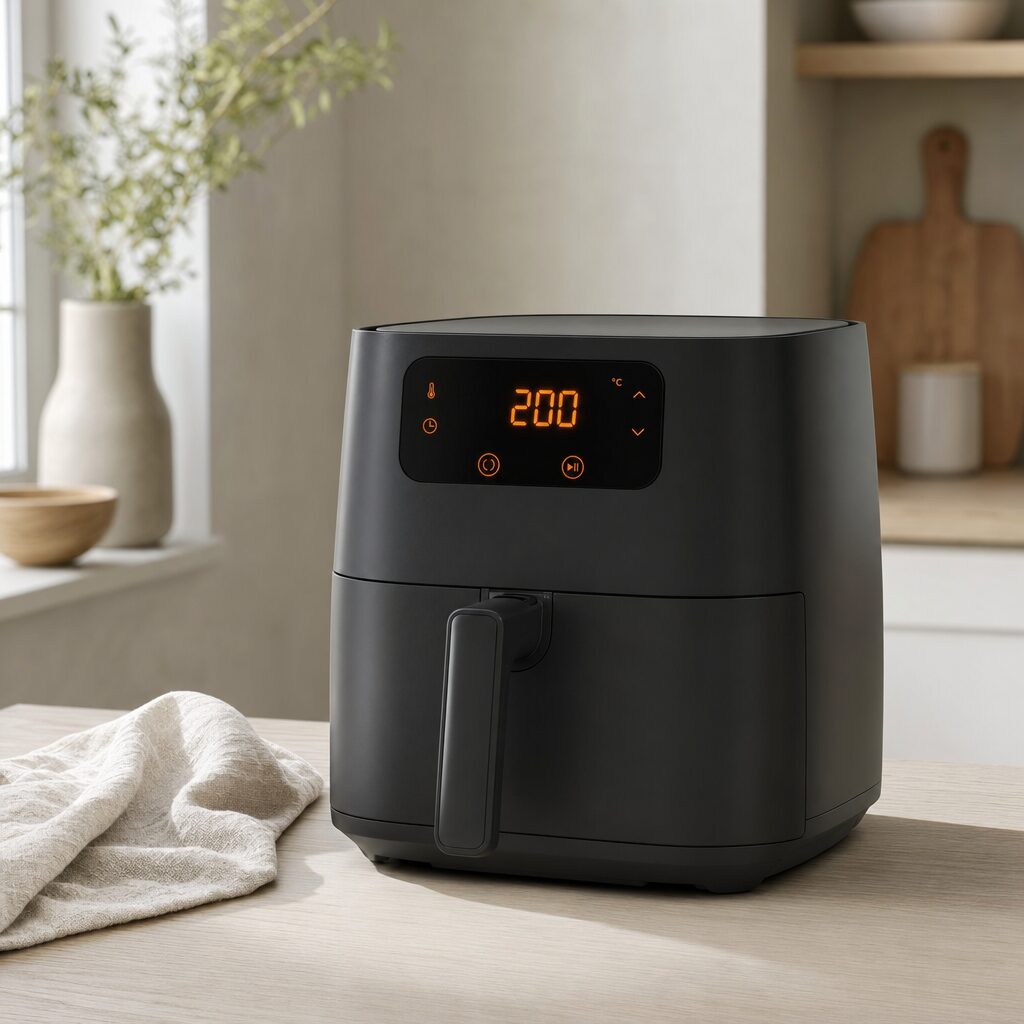 Airfryer forvarmes til 200 grader til gratineret østers i min airfryer opskrift